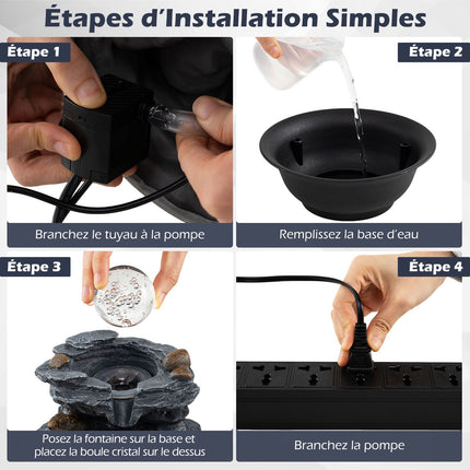 Tabletop Indoor Water Fountain, LED, Crystal Ball, Quiet Pump