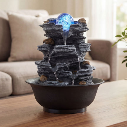 Tabletop Indoor Water Fountain, LED, Crystal Ball, Quiet Pump
