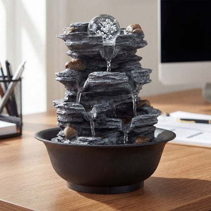 Tabletop Indoor Water Fountain, LED, Crystal Ball, Quiet Pump