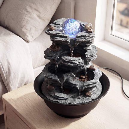 Tabletop Indoor Water Fountain, LED, Crystal Ball, Quiet Pump
