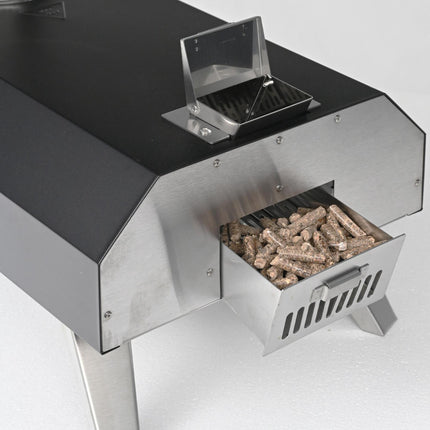 Tabletop Pellet Pizza Oven with Stone, Black/Silver