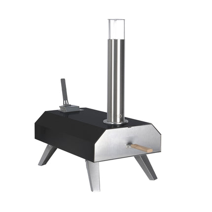 Tabletop Pellet Pizza Oven with Stone, Black/Silver