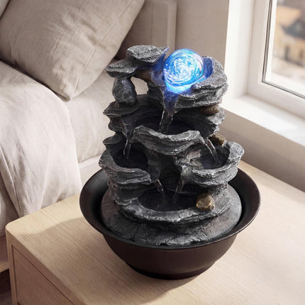 Tabletop Water Fountain, LED, Crystal Ball – Quiet Pump, 21.5 x 26 cm