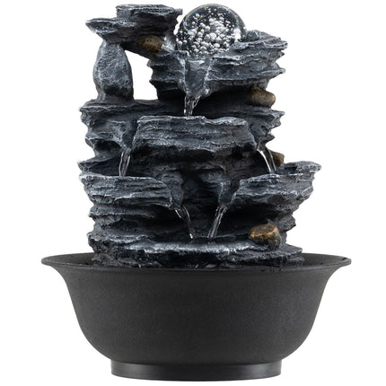 Tabletop Water Fountain, LED, Crystal Ball – Quiet Pump, 21.5 x 26 cm