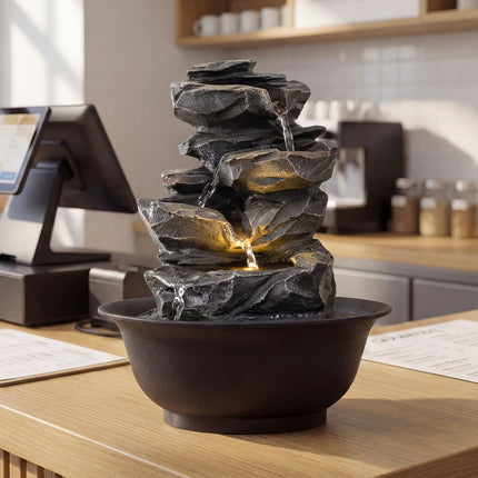 Tabletop Water Fountain with LED Lights, Crystal Ball, 26 cm