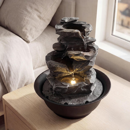 Tabletop Water Fountain with LED Lights, Crystal Ball, 26 cm
