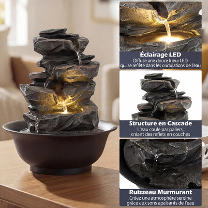Tabletop Water Fountain with LED Lights, Crystal Ball, 26 cm