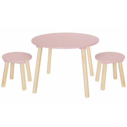 Tisch &amp; zwei Hocker rosa