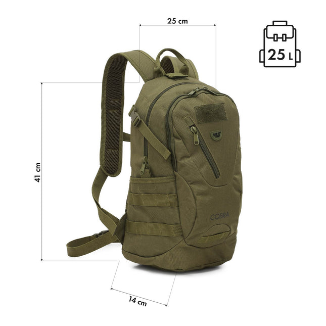 Taktický batoh, 25L, zelený, odolný design