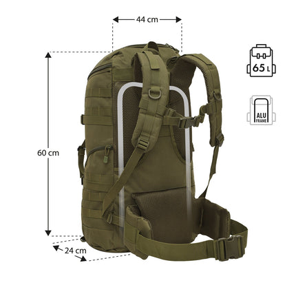Taktischer Rucksack, 65L, Grün, Outdoor Camping