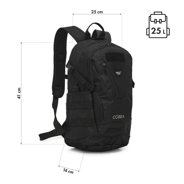 Taktischer Rucksack, Schwarz, 25L Fassungsvermögen