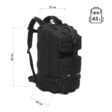 Taktischer Rucksack, Schwarz, 45L Fassungsvermögen