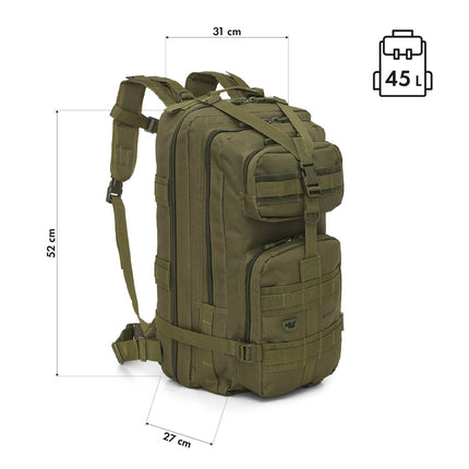 Taktischer Rucksack, Ranger Green, 45L Fassungsvermögen