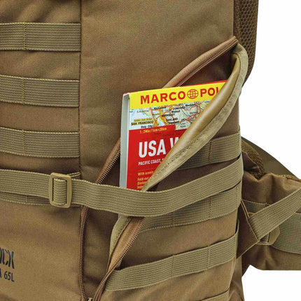Taktischer Rucksack, Sandfarben, 65 Liter Fassungsvermögen