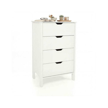 Tall 4-Drawer Storage Dresser with Anti-Tipping Kits, White, 60 x 40 x 95 cm
