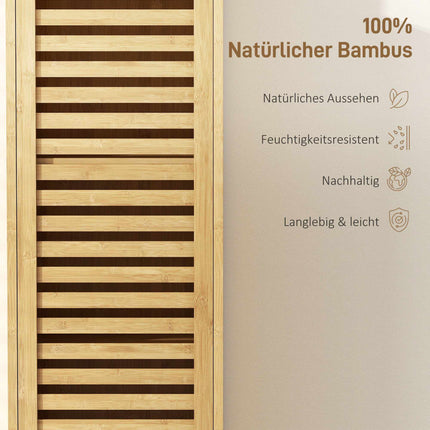 Tall Bamboo Bathroom Cabinet with Adjustable Shelves, 34x30x170 cm