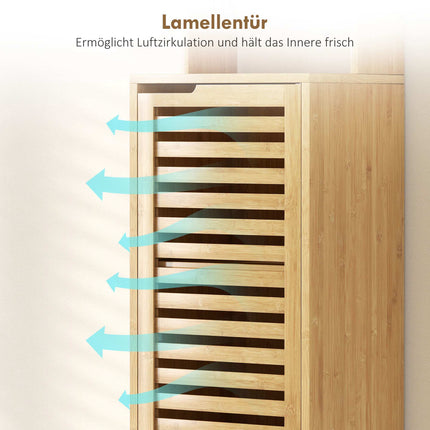 Tall Bamboo Bathroom Cabinet with Adjustable Shelves, 34x30x170 cm