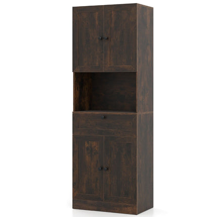 Hoher Badschrank, 4 Türen, 1 Schublade, verstellbarer Einlegeboden