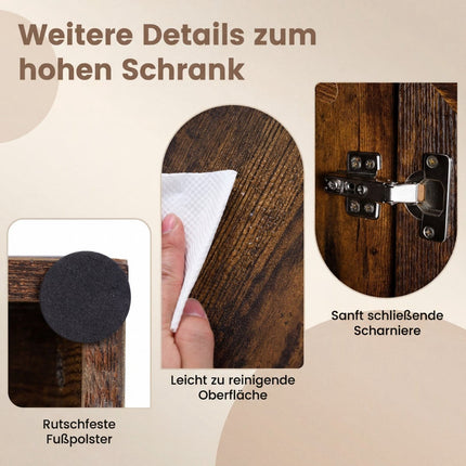 Hoher Badschrank, 4 Türen, 1 Schublade, verstellbarer Einlegeboden