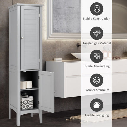 Hoher Badschrank, 5-stufiges Standregal, Grau