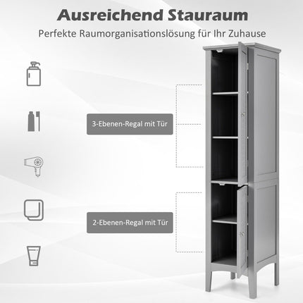Hoher Badschrank, 5-stufiges Standregal, Grau