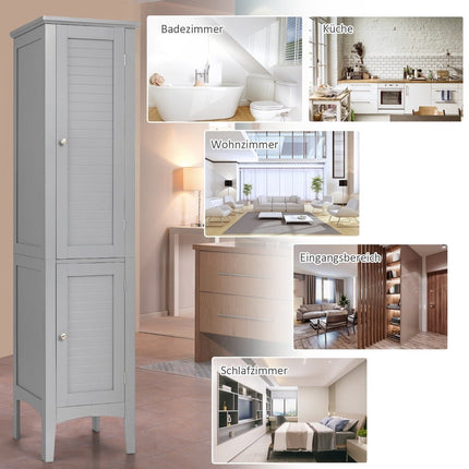 Hoher Badschrank, 5-stufiges Standregal, Grau