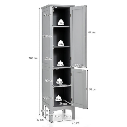 Hoher Badschrank, 5-stufiges Standregal, Grau