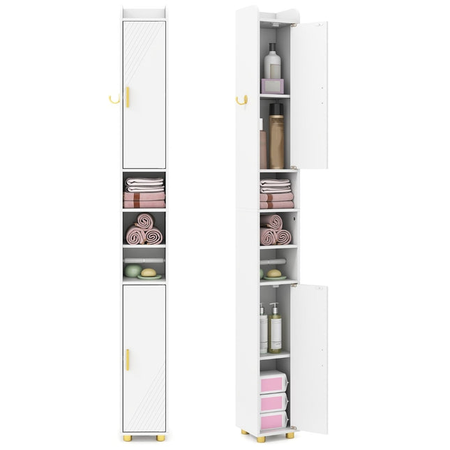 Hoher Badezimmerschrank mit Toilettenpapierhalter und Haken