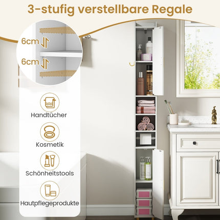 Hoher Badezimmerschrank mit Toilettenpapierhalter und Haken