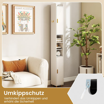 Hoher Badezimmerschrank mit Toilettenpapierhalter und Haken