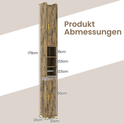 Hoher Badezimmerschrank mit Toilettenpapierhalter und Haken