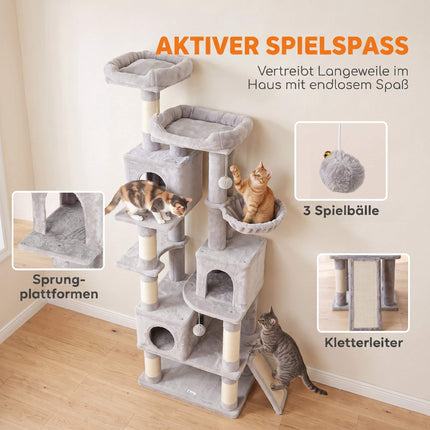 Tall Cat Tree, 200 cm with Beds, Hammock, for 3 Cats