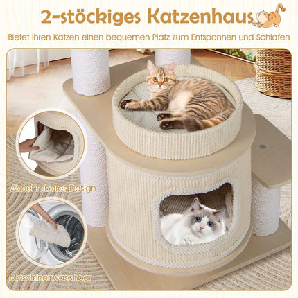 Großer Katzenkratzbaum mit Hängematte und Kratzstämmen, 151 cm