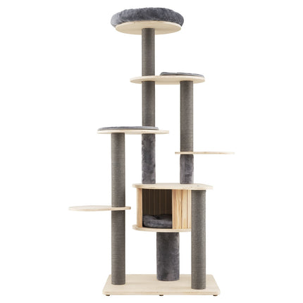 Tall Cat Tree with Multi-Level Design and Soft Top Platform, Gray
