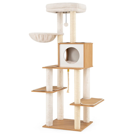 Tall Cat Tree with Sisal Posts & Cozy Cave, 148 cm