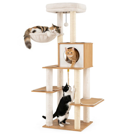 Tall Cat Tree with Sisal Posts & Cozy Cave, 148 cm