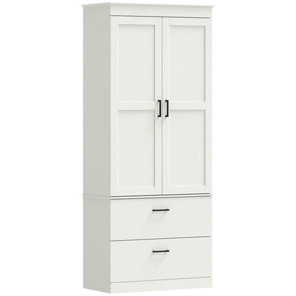 Tall Cream White Kitchen Pantry Cabinet with Adjustable Shelves