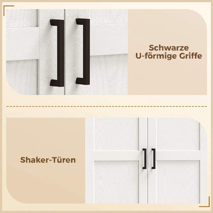 Tall Cream White Kitchen Pantry Cabinet with Adjustable Shelves