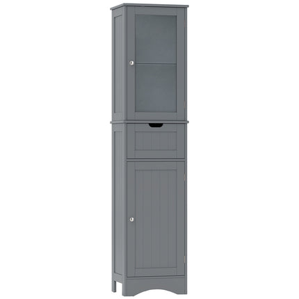 Tall Floor Storage Cabinet with Adjustable Shelves, Gray