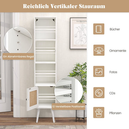 Hoher freistehender Rattan-Schrank mit verstellbaren Einlegeböden