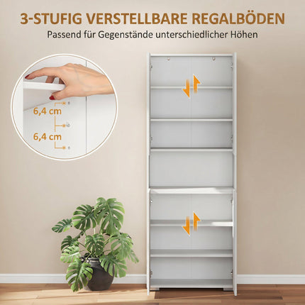 Tall Kitchen Pantry Cabinet, Adjustable Shelves, Gloss White