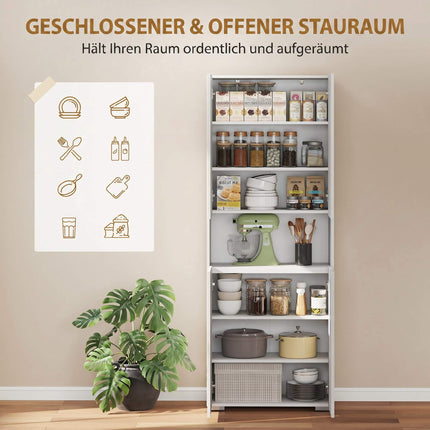 Tall Kitchen Pantry Cabinet, Adjustable Shelves, Gloss White