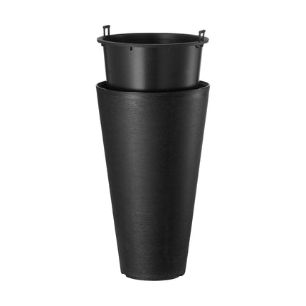Tall Planters Set of 2, 24 Inch Black, Drainage