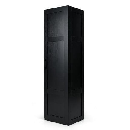 Tall Storage Cabinet, 4-Tier Freestanding with Door, Black