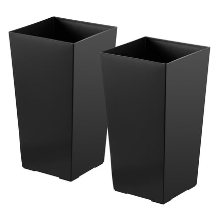 Tall Taper Plastic Planters, Set of 2, 550 mm, Black