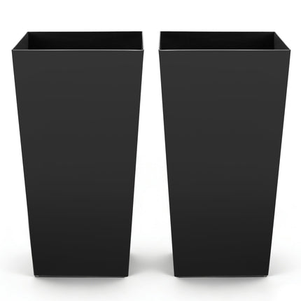 Tall Tapered Planters Set of 2, 750 mm, Casters, Black