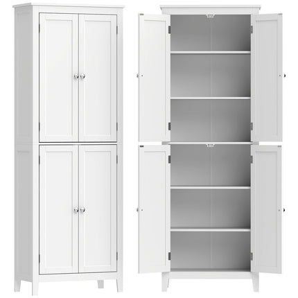 Tall White Bathroom Cabinet with Adjustable Shelves, 170 cm