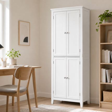 Tall White Bathroom Cabinet with Adjustable Shelves, 170 cm