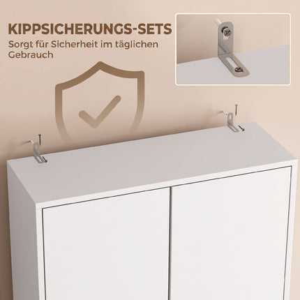 Tall White Bathroom Cabinet with Doors and Open Shelf
