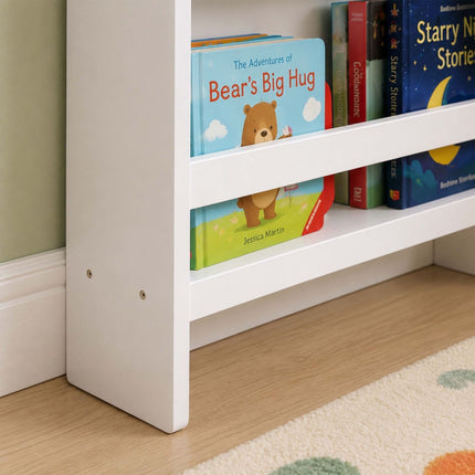 Tall White Children's Bookcase with 6 Compartments
